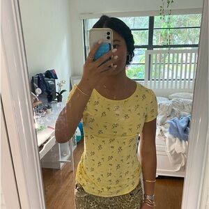 yellow flower printed shirt 💝💝